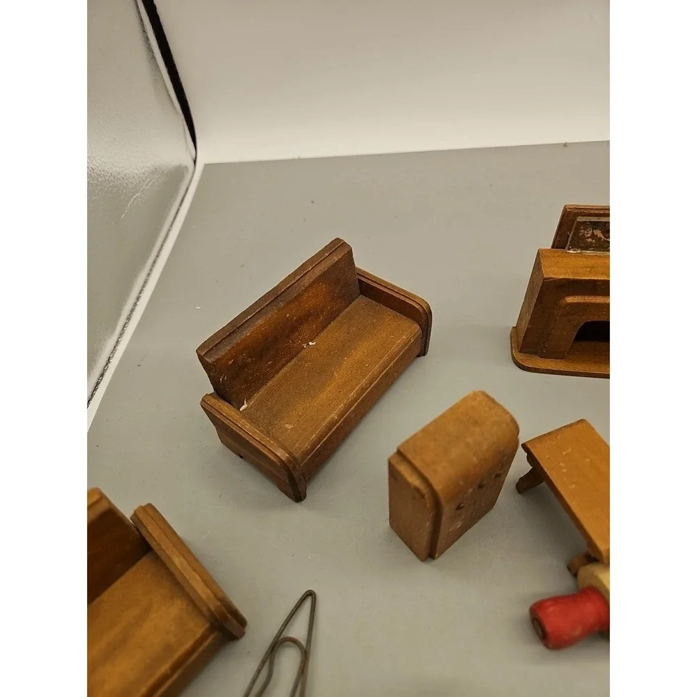 Lot Of 25‎ Vintage Wood Dollhouse Furniture For Crafting Tables Chairs Etc.